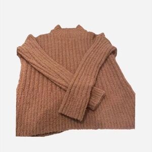 Sincerely Jules Cozy‎ Mock Neck Fuzzy Sweater Rose Taupe XS